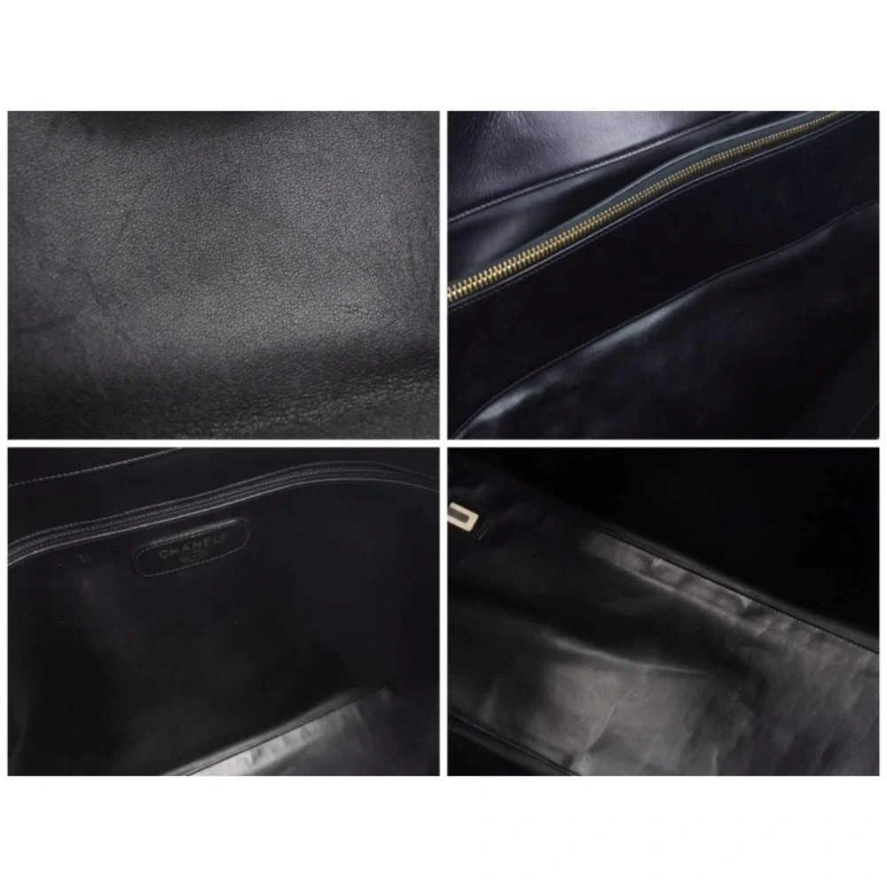 Chanel Super Model Shoulder Bag Coco Mark Calf Black Gold Hardware